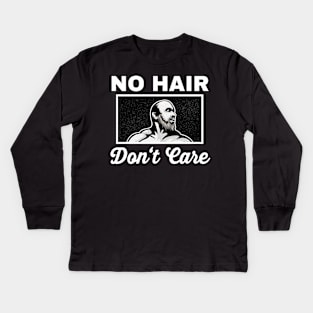 No hair don't care man with beard and bald head Kids Long Sleeve T-Shirt